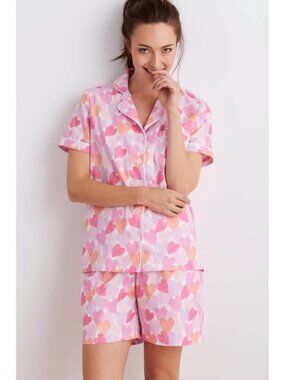 NWT The Company Store Hearts Cotton Pajama Shorts Set (L)